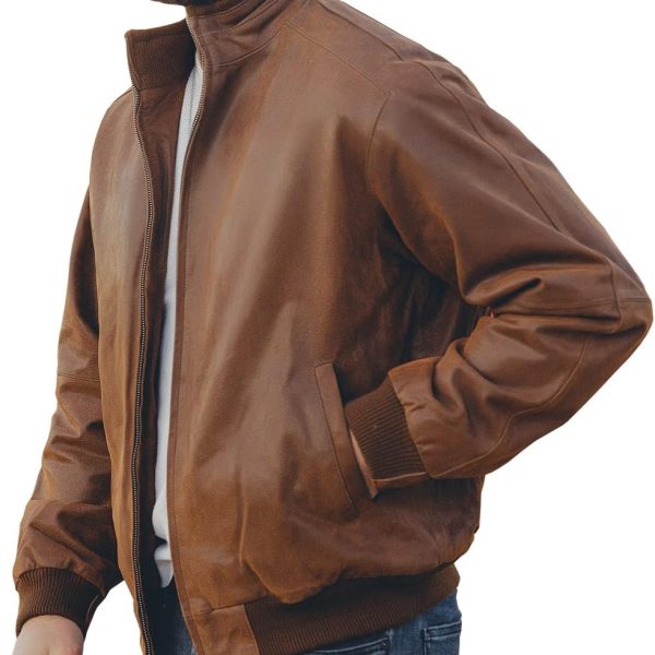 Men's Genuine Leather Casual Bomber Jacket
