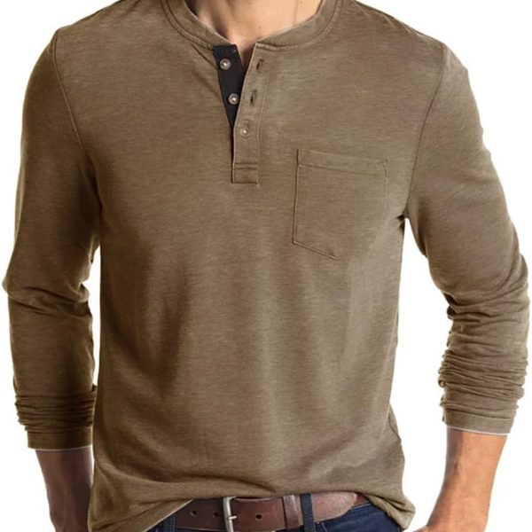 Men's Casual Short Sleeve Henley Shirts Fashion Button T Shirts with Pocket