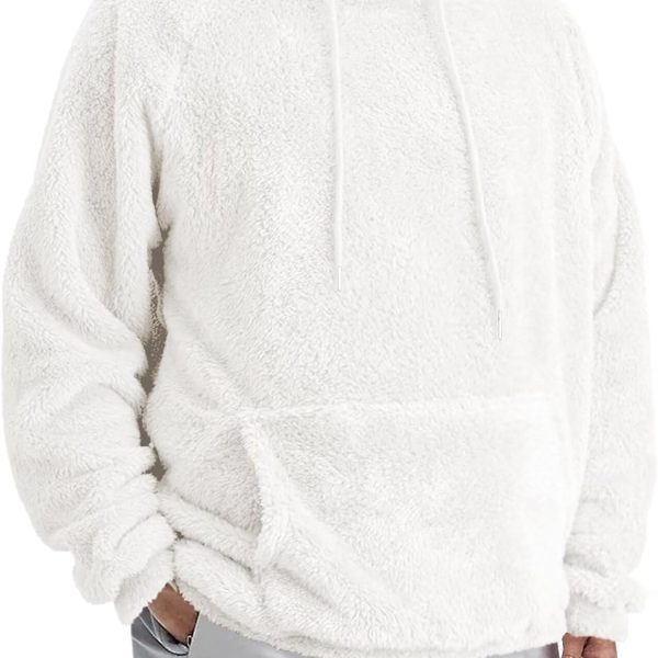 Men's Fuzzy Sherpa Hoodie Sweatshirt Long Sleeve Fashion Pullover Fall Outwear Winter Hooded