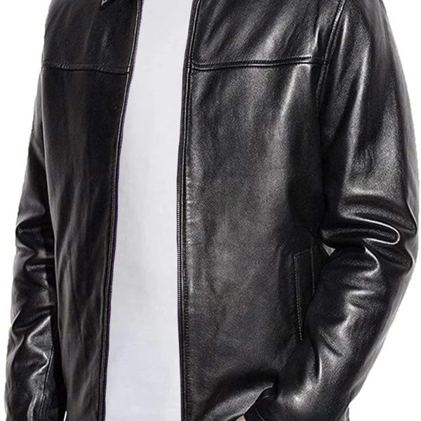 Men's Classic Biker-Style Genuine Sheepskin Jacket