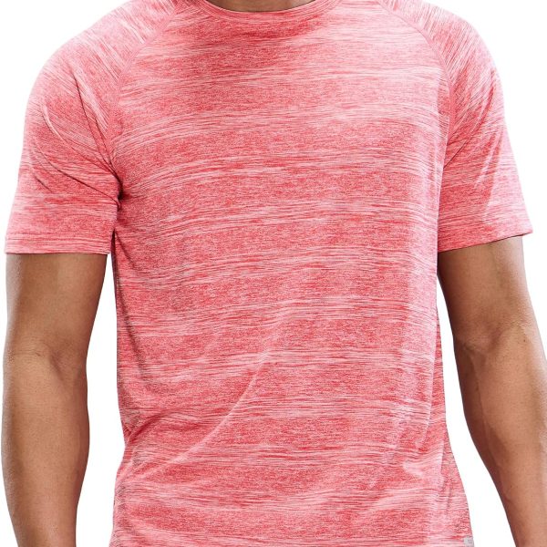 Men's Dry Fit Workout T-Shirts Athletic Running Tee Short  Crew Neck Gym Tops, Polyester, Moisture Wicking